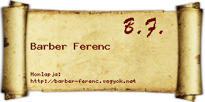 Barber Ferenc névjegykártya